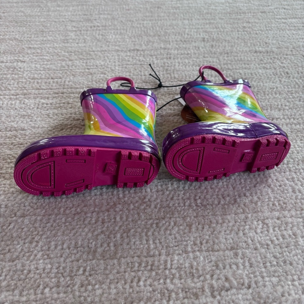 Western Chief Rainbow Stripe Kids Rain Boots in Pink, Purple, Green, Blue NWT - Picture 8 of 8